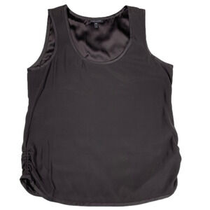 Eileen Fisher Brown Silk Sleeveless Top Blouse Ruched Sides Size Medium